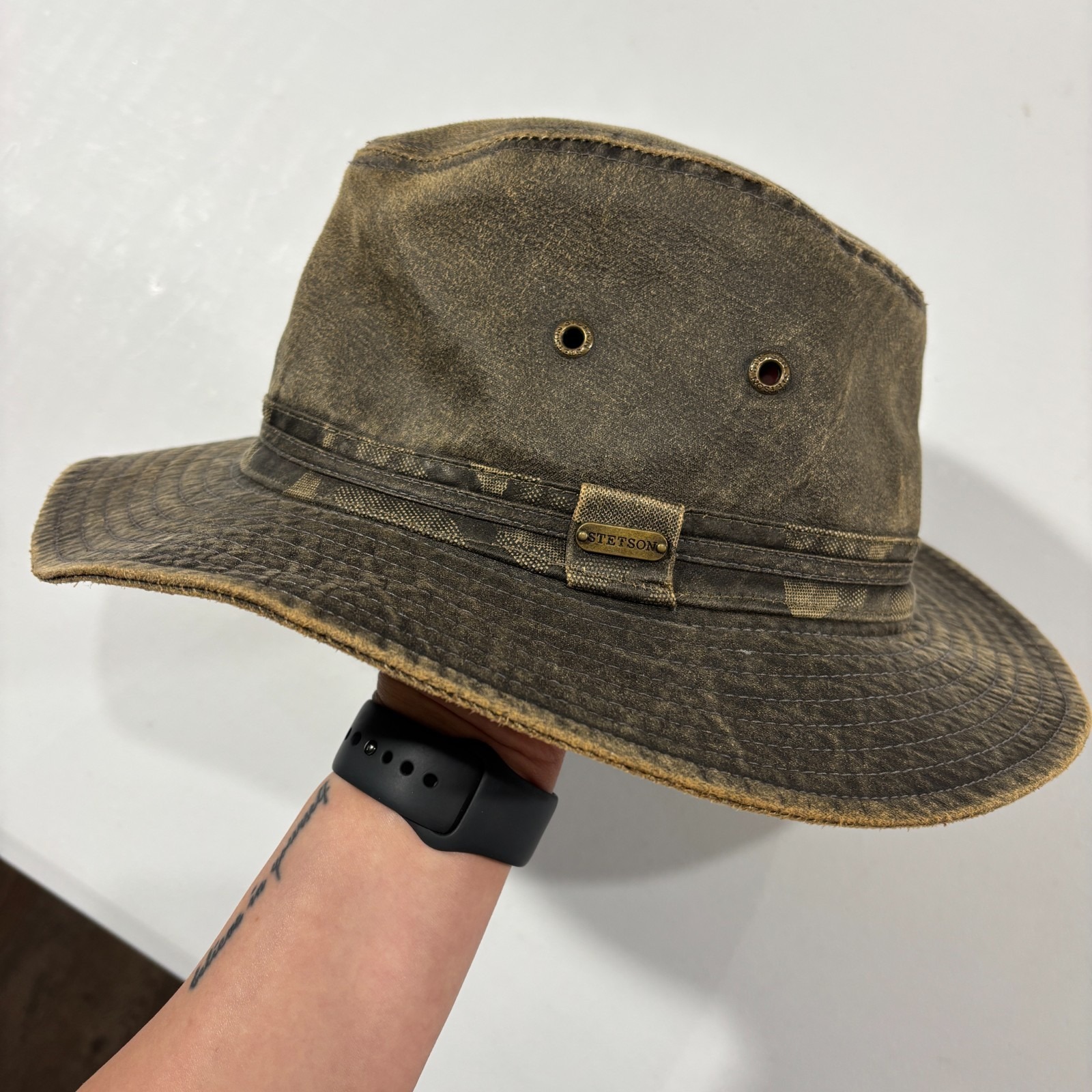 Vintage Stetson Hat Bend Weathered Outback Western Cowboy Ranch Safari Cap